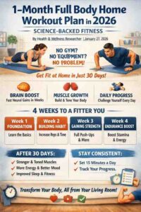Read more about the article 1-Month Full Body Home Workout Plan in 2026 – Science-Backed