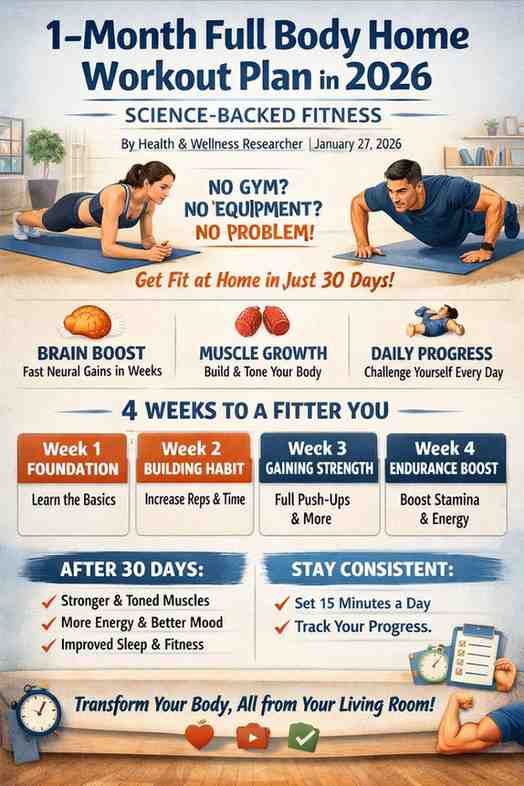 Read more about the article 1-Month Full Body Home Workout Plan in 2026 – Science-Backed