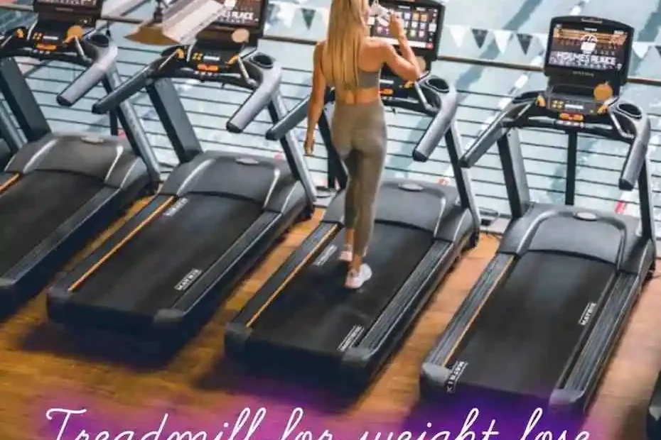 Woman walking on treadmill at gym for weight loss and cardio fitness workout