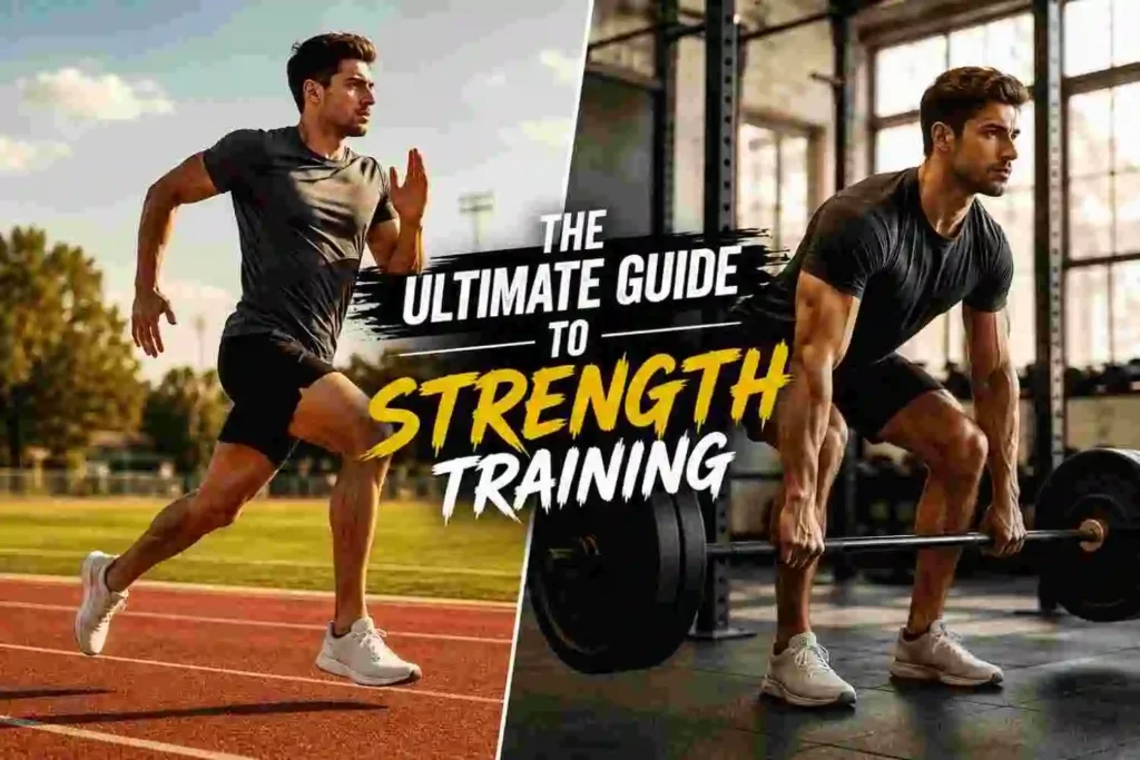 Ultimate strength training guide for endurance athletes – beginner to advanced (runner performing exercises).