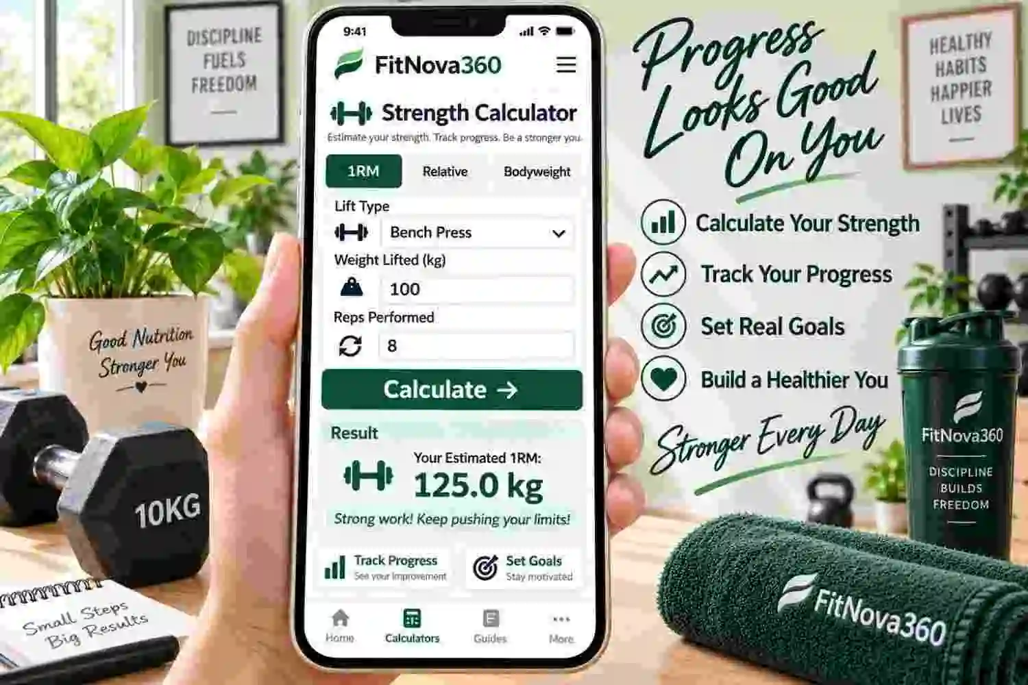 FitNova360 Fitness and Nutrition Calculators Interface